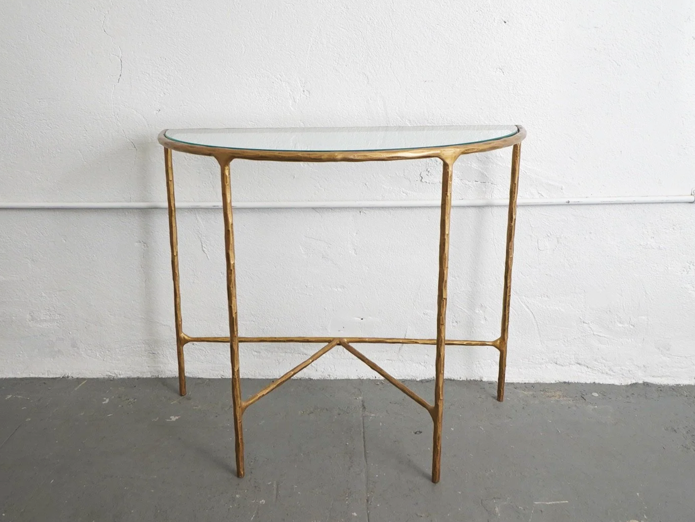 Bras Half-Moon Console Table, H30" x W36" x D18", 1 Total