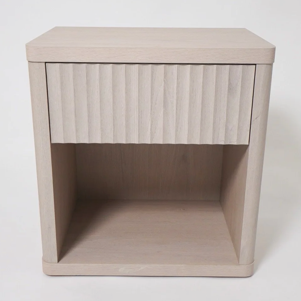 Whitewashed FLUTED Wood Nightstand, $100, H25" X W23" X D16", 2 TOTAL