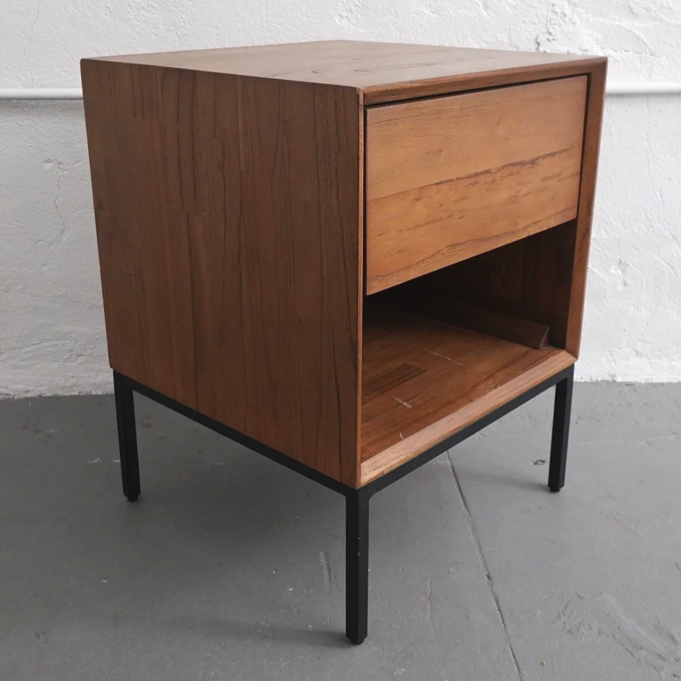 Modern Teak Nightstand, $55, H24" x W18" x D18", 2 Total