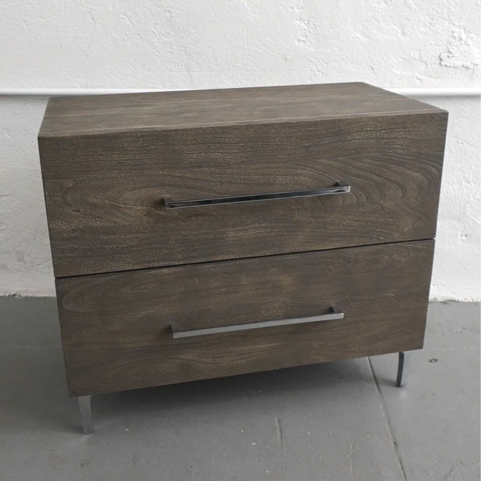 GREY WOOD NIGHTSTAND, $110, H18" X W26" X D14", 2 TOTAL