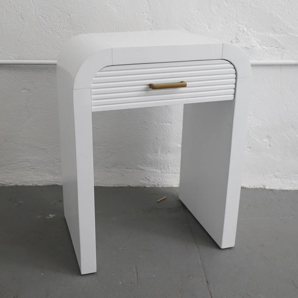 WHITE WATERFALL NIGHTSTAND, $65, H26.5 X W20.5" X D13", 2 TOTAL