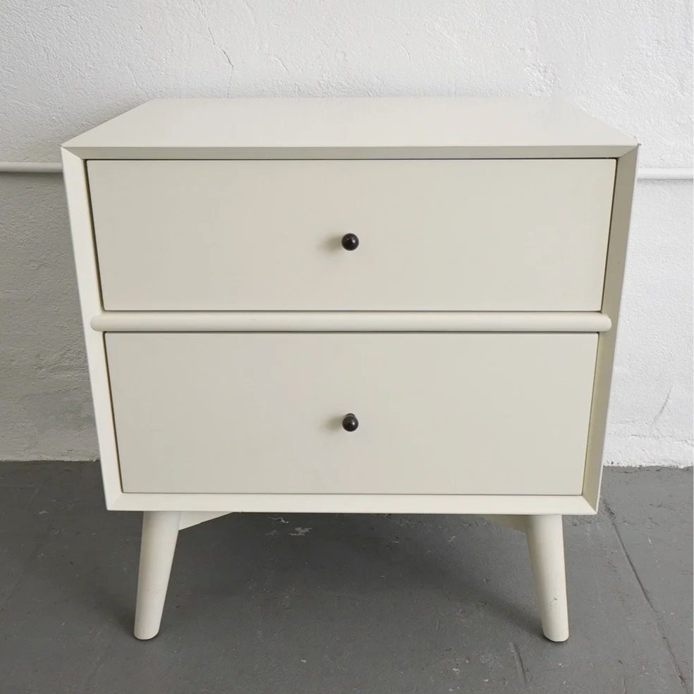Cream MCM 2 Drawer Nightstand, $90, H26" X W20' x D18", 2 Total