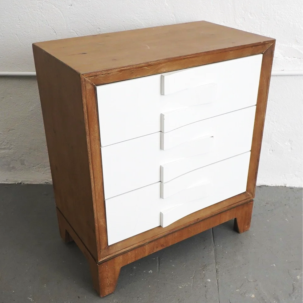 Wood & White Block Nightstand, $100, H30" x W26" x D15", 2 Total