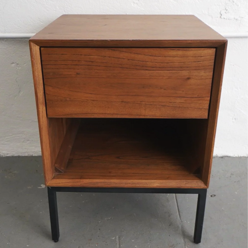 Modern Wood & Teak Nightstand, $55, H24" x W18" x D18", 2 Total