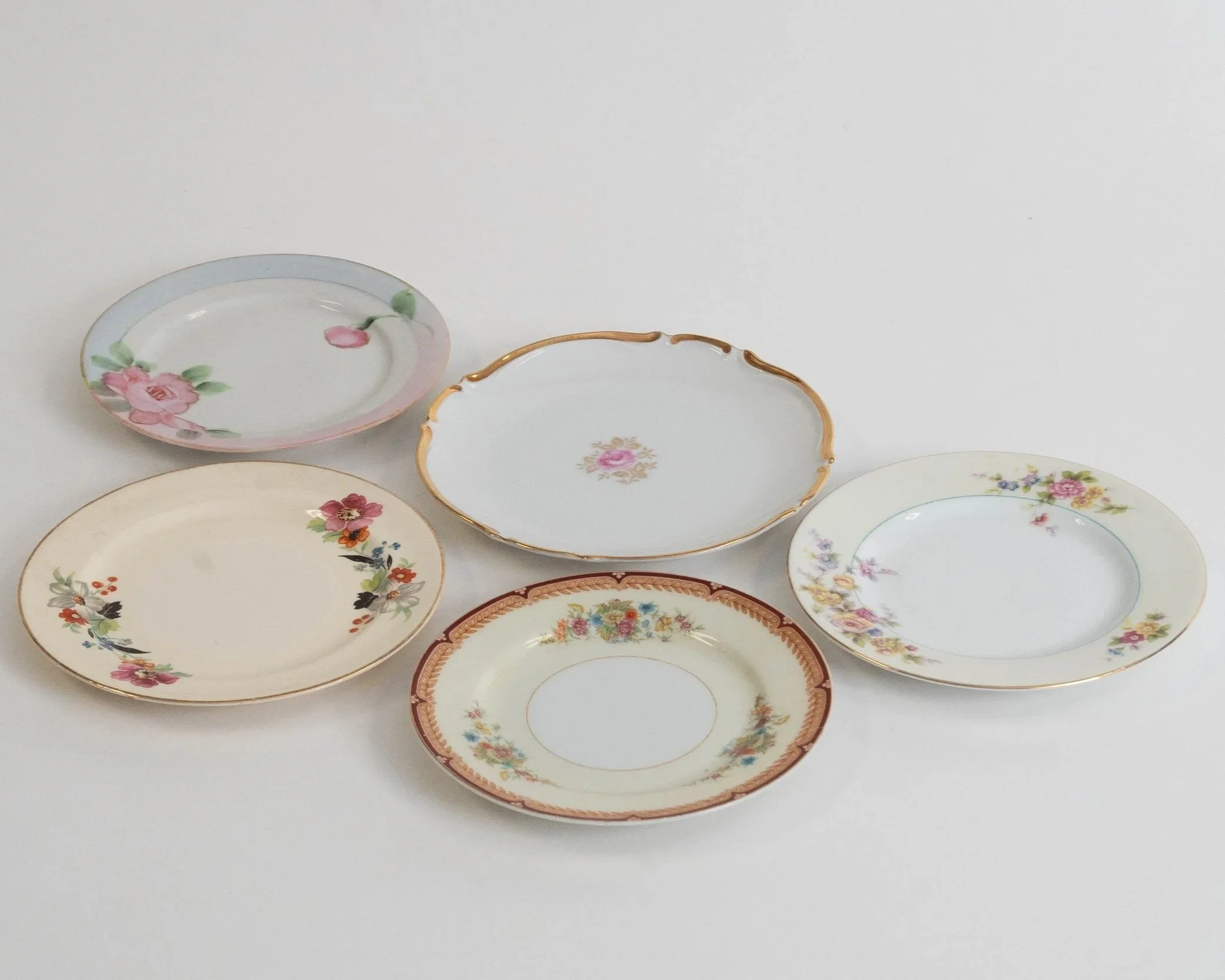 Mixed Vintage China Dinner Plates, $4 each, 48 total