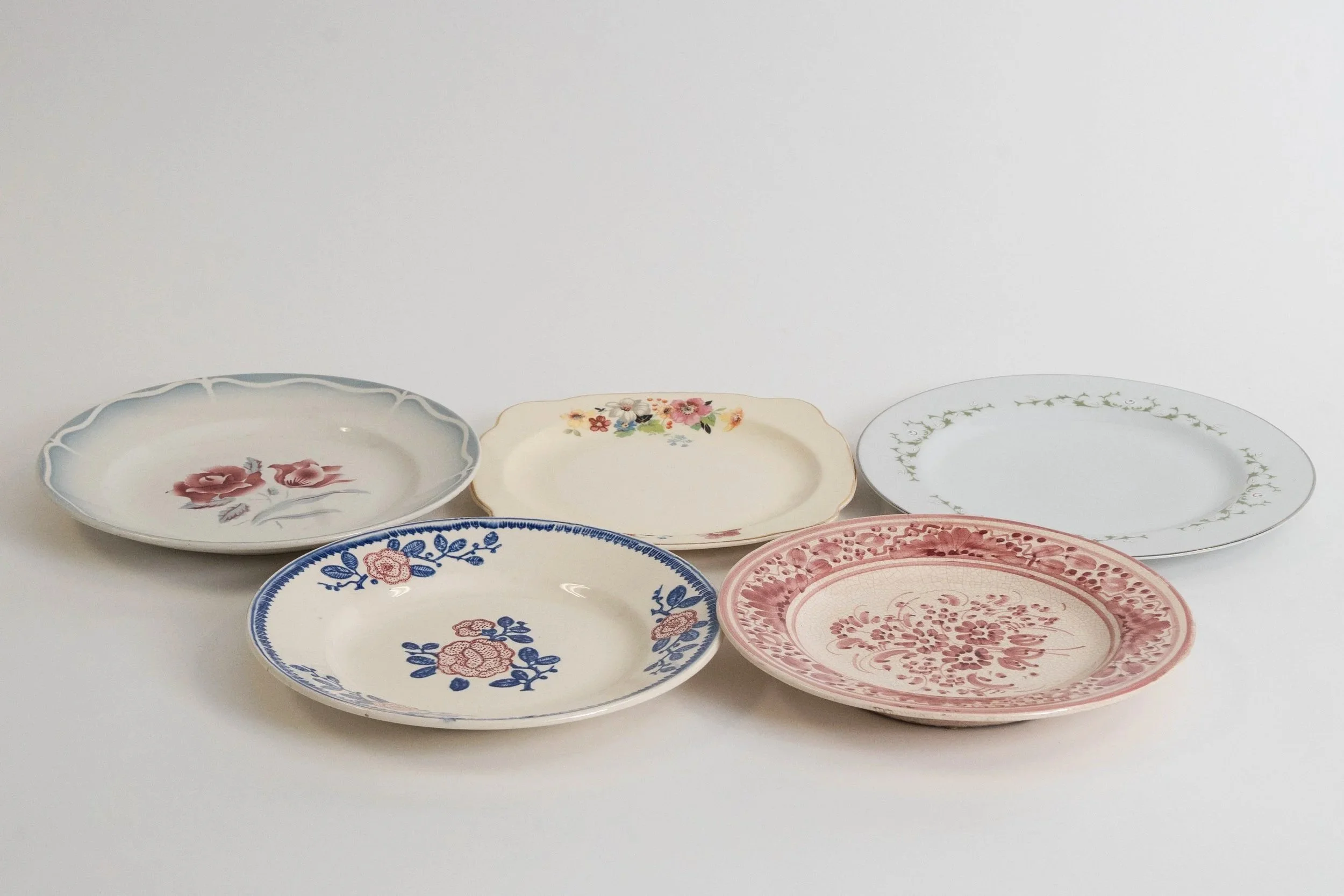 Mixed Vintage China Salad Plates, $4 each, 26 total