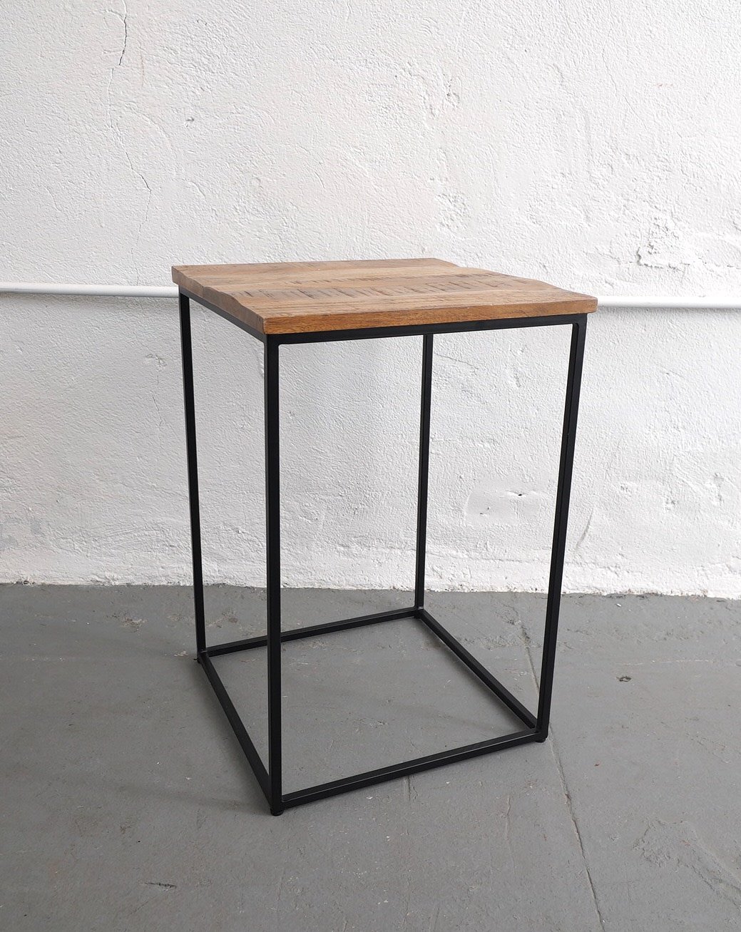 Rustic Wood & Metal End Table, $30, H24" x W16" x D16", Single