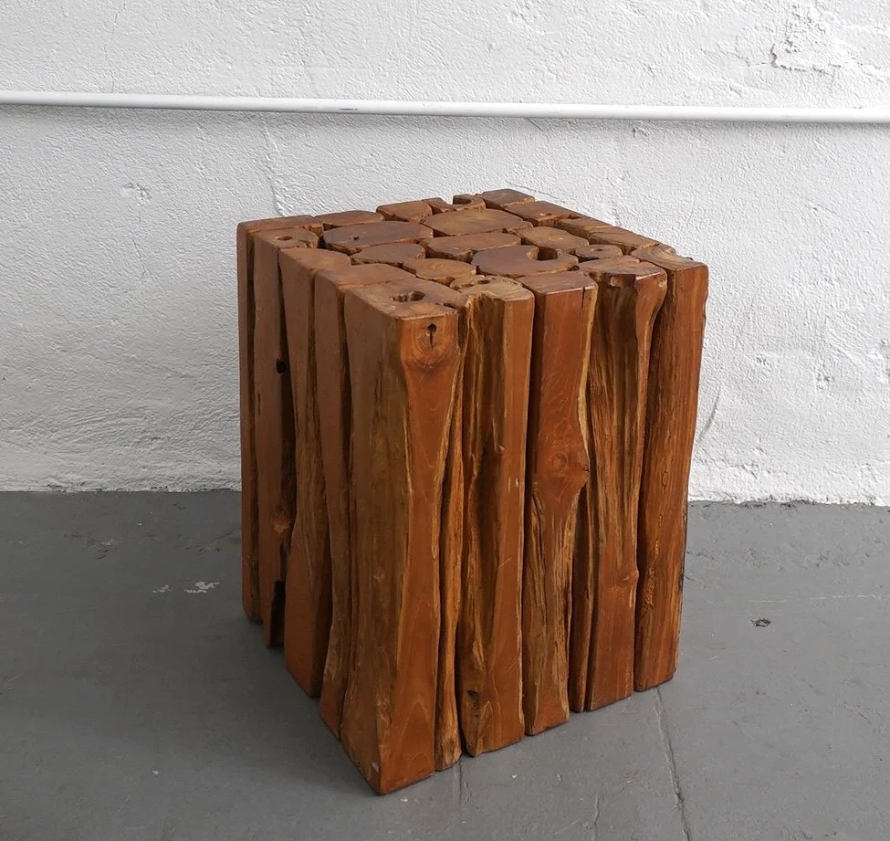 Rustic Wood Cube Table, $40, H18" x W14" x D14", 3 Total