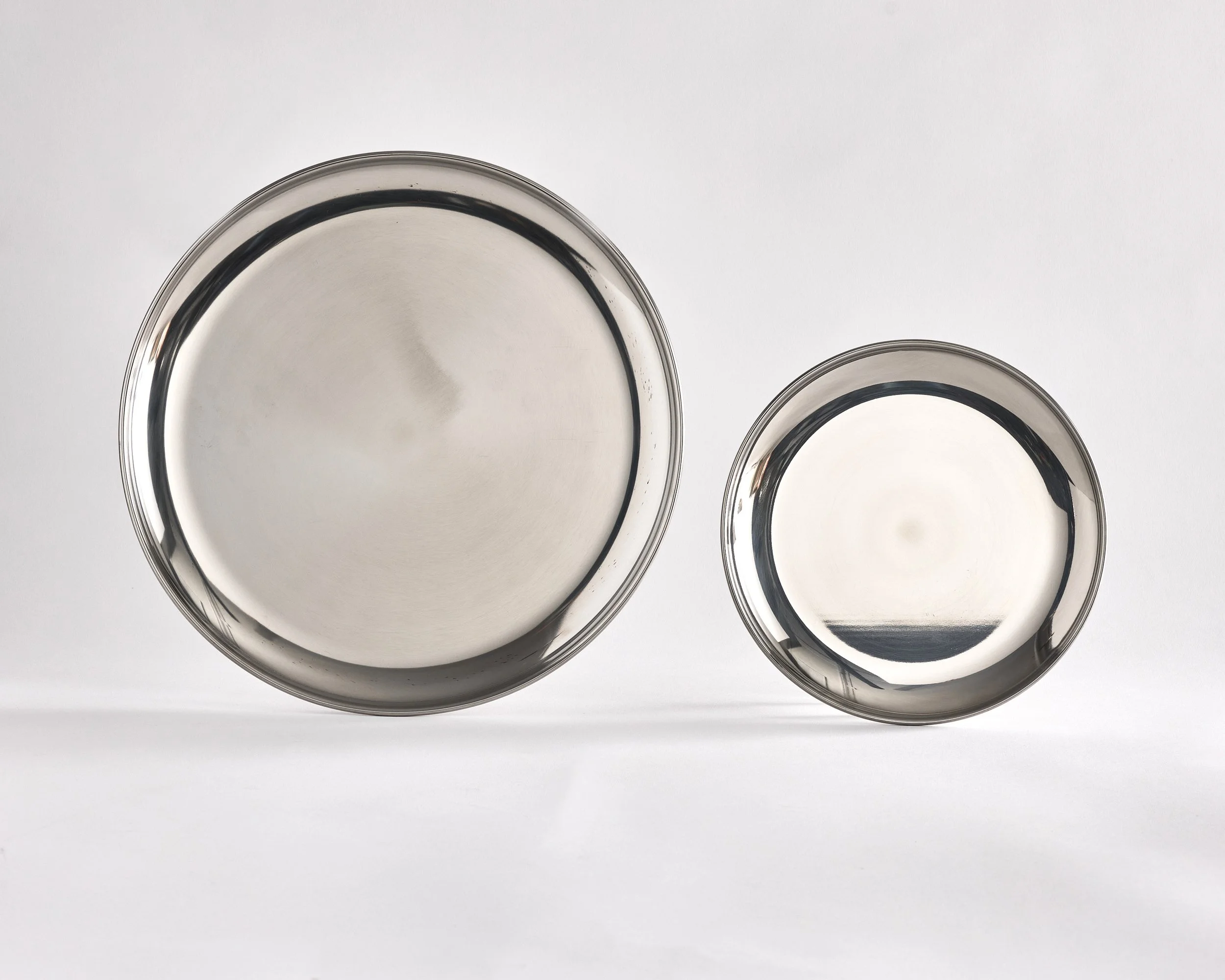 STAINLESS STEEL DINNER PLATE, 11.625", $4 EACH, 100 TOTAL; STAINLESS STEEL SALAD PLATE, 7.875", $3 EACH, 100 TOTAL