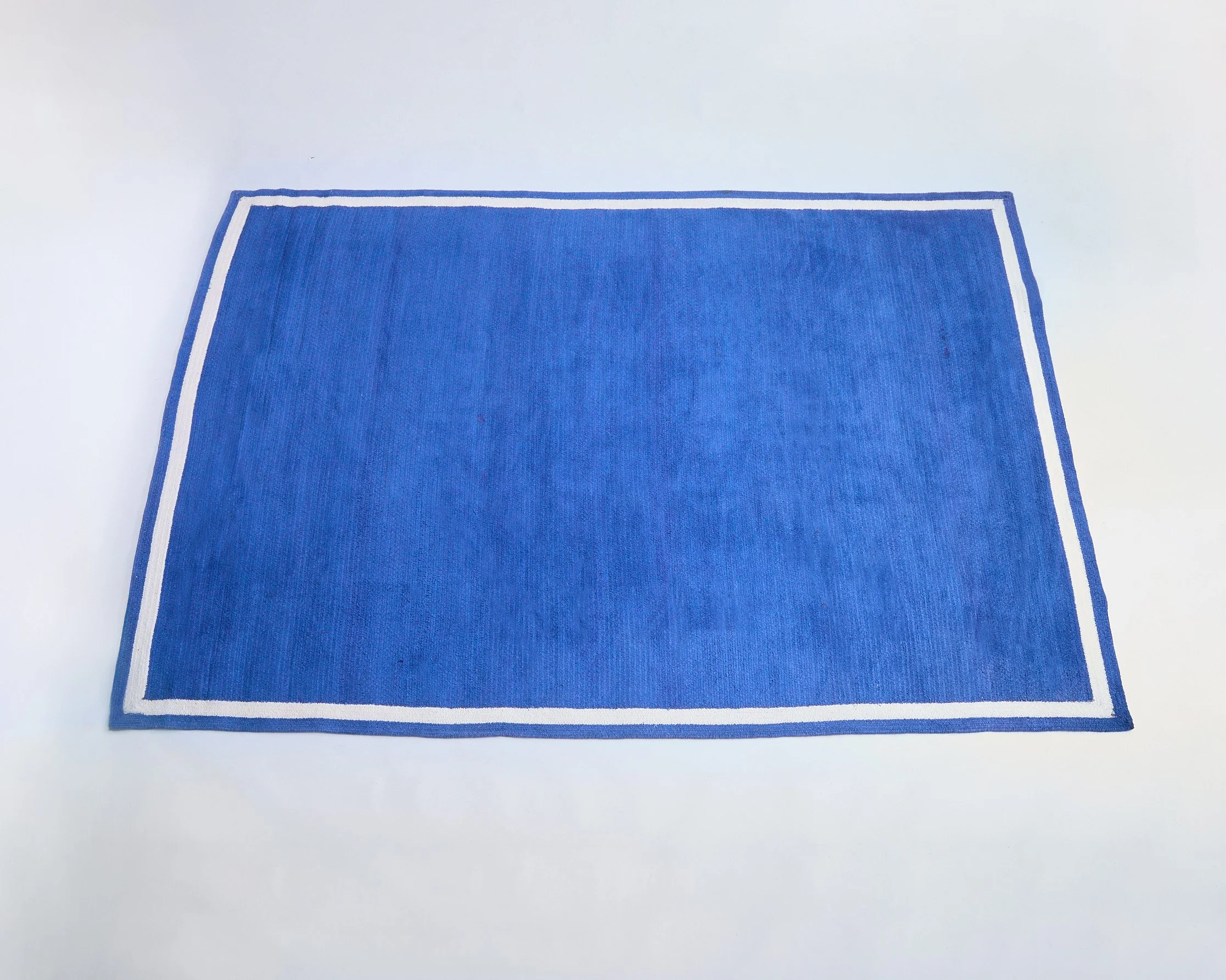 BLUE BORDERED RUG,  $150, 96”x 122”