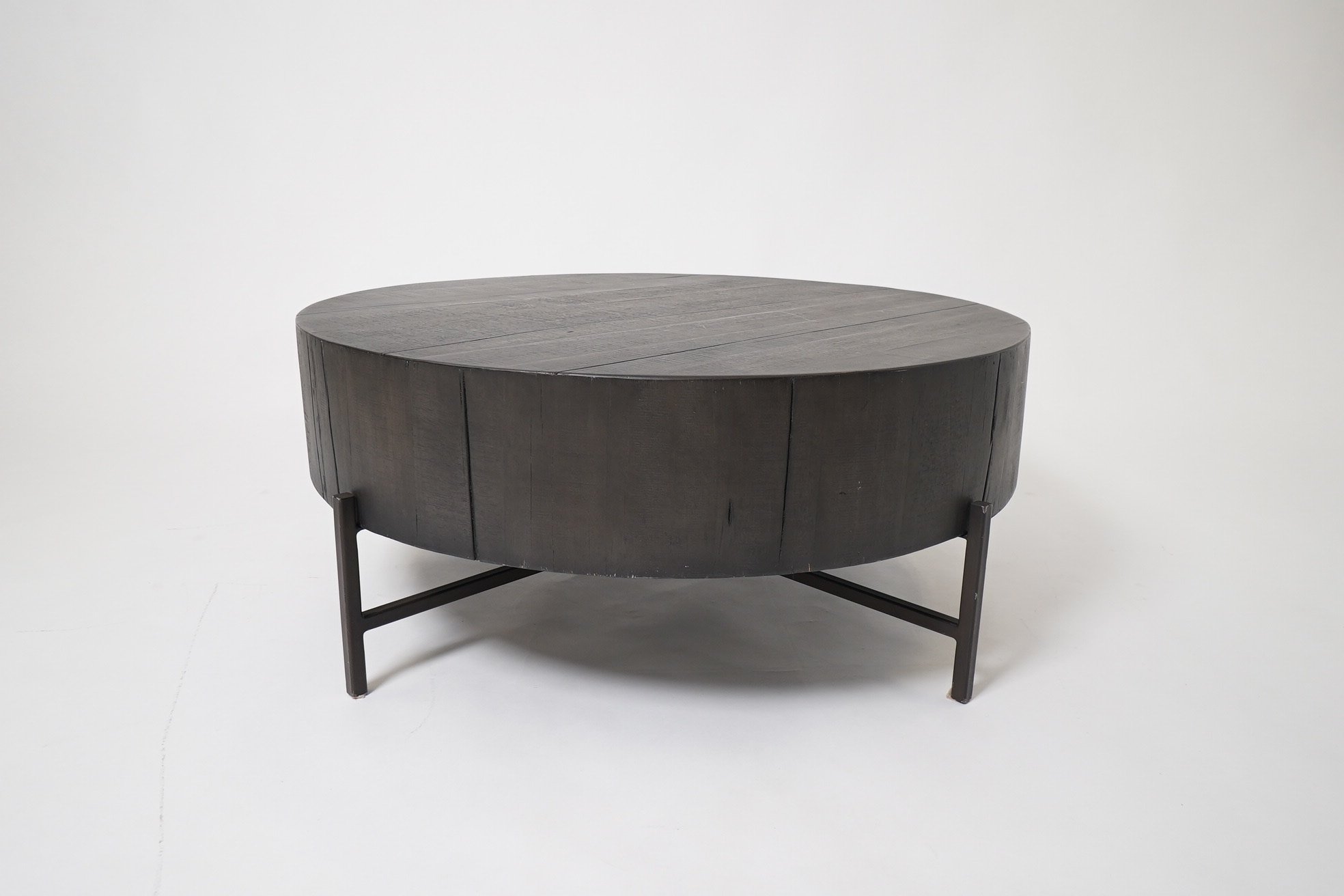 Black Round Wood Coffee Table, $135, H16" x W39" x D39", Single