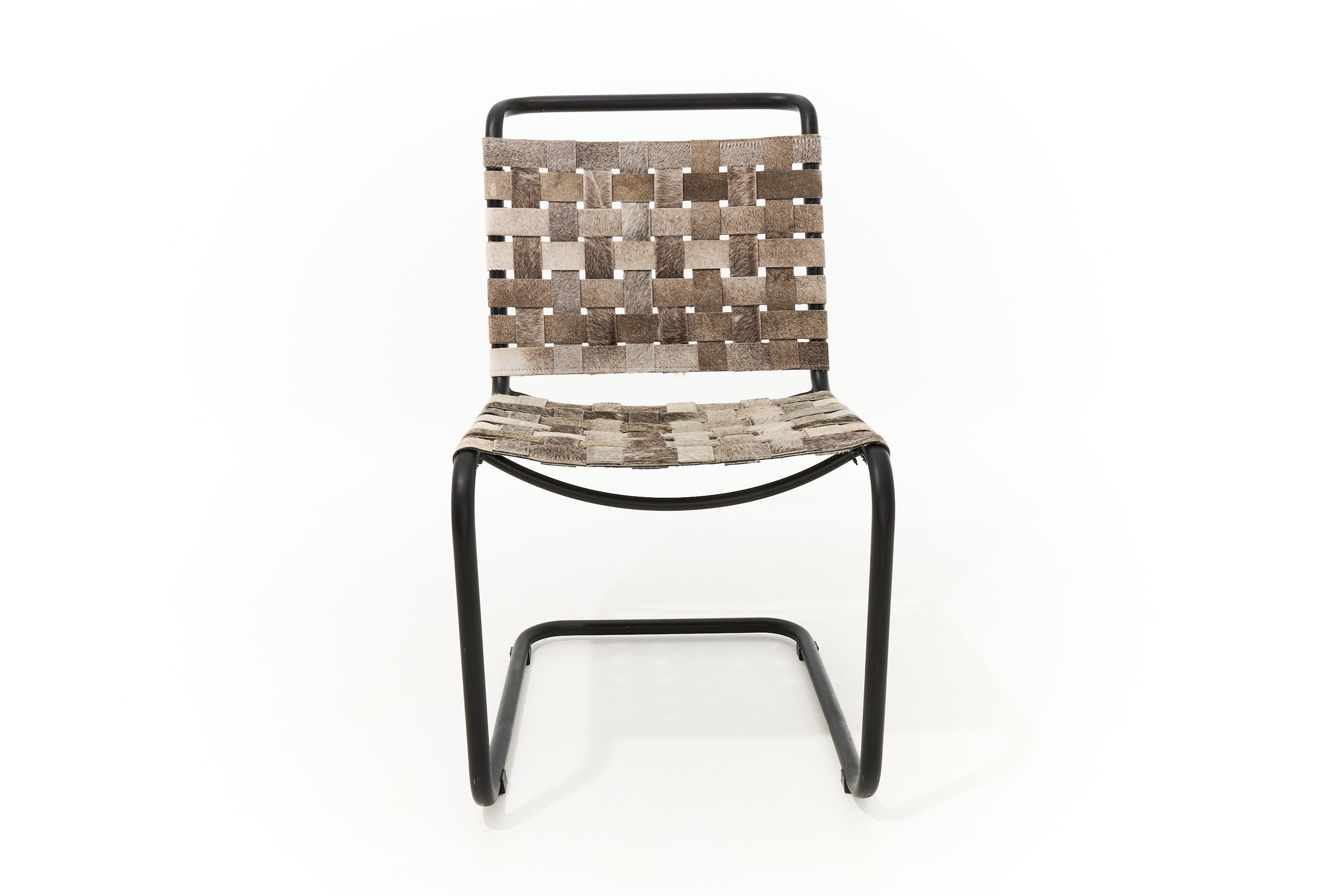 WOVEN GREY SUADE CANTILEVER CHAIR, $60, H34" X W19" X D22", #03467 #00581, 2 TOTAL