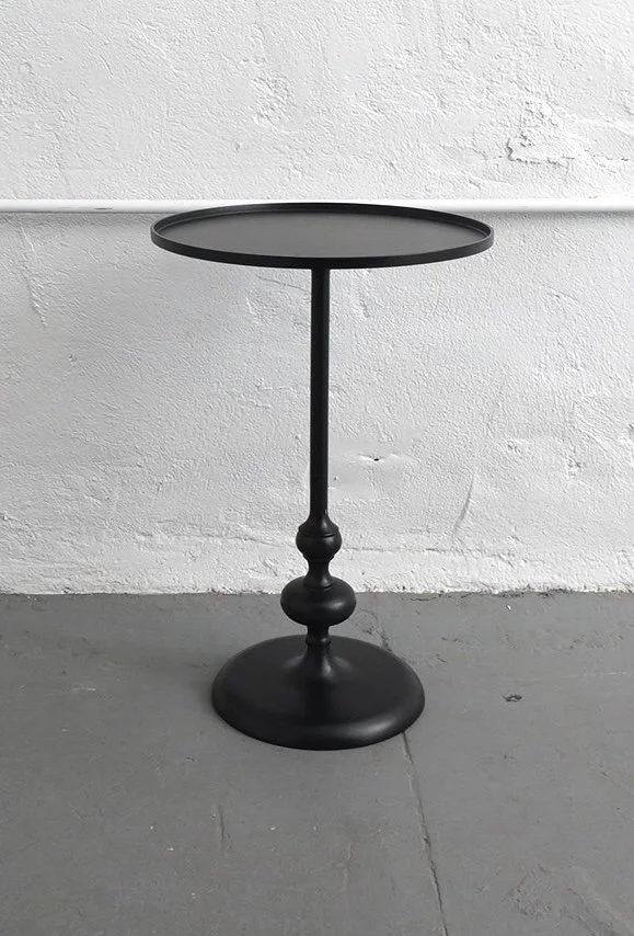 Black Metal Spindle Table, $30, H25" x W15" x D15", 2 Total