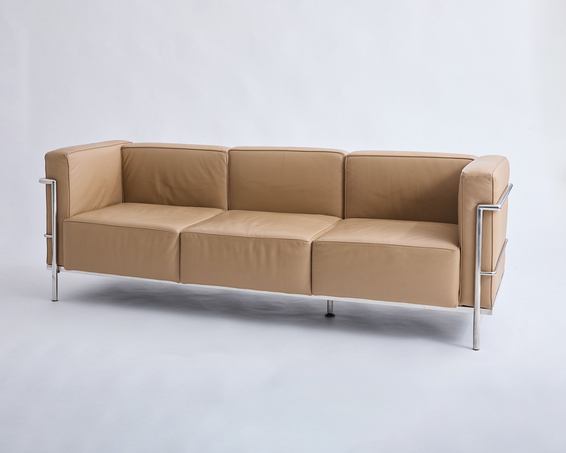 TAN LEATHER SOFA, $350, H28" X W80" X D26", Single