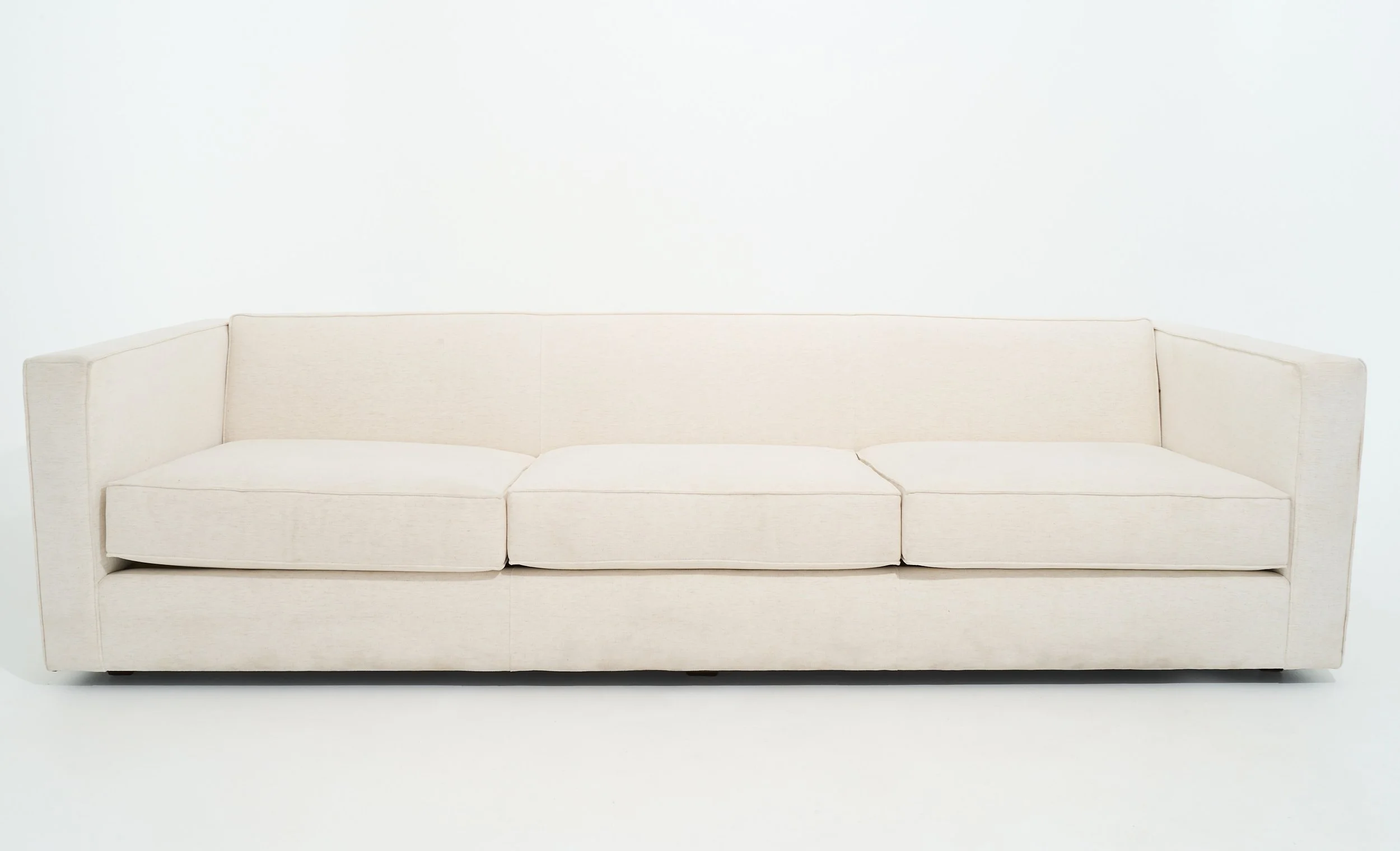 BOXY CREAM LINEN SOFA, $510, H26" X W100" X D34", #03441, SINGLE