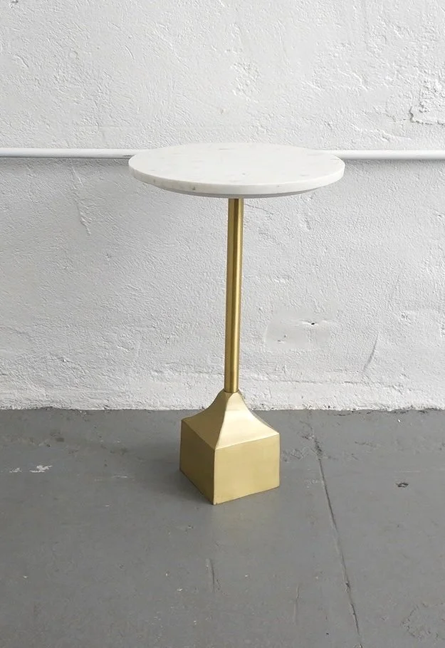 Marble Cube Base End Table, $35, H23" x W13.5" x D13.5", Single