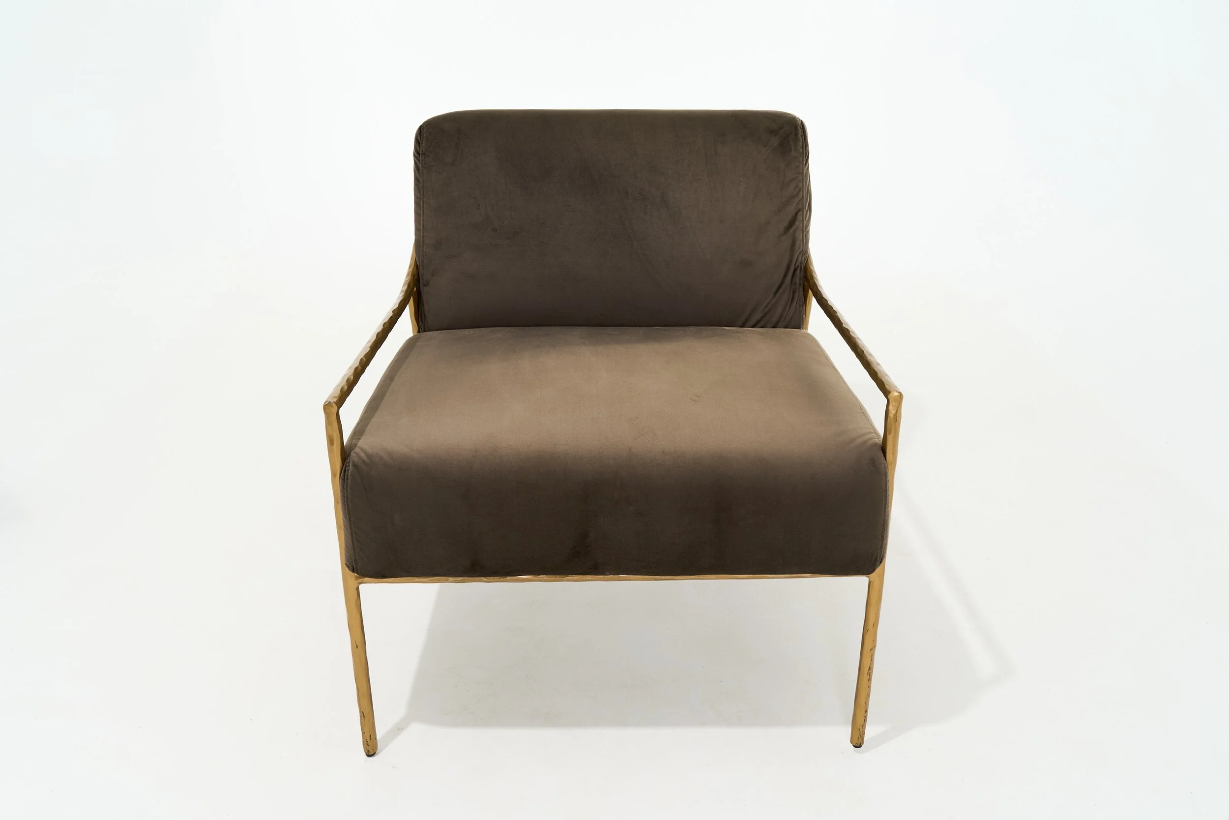 BRONZE AND GREY VELOUR ACCENT CHAIR. $150, H30" X W27" X D32", #02837 #02838, 2 TOTAL
