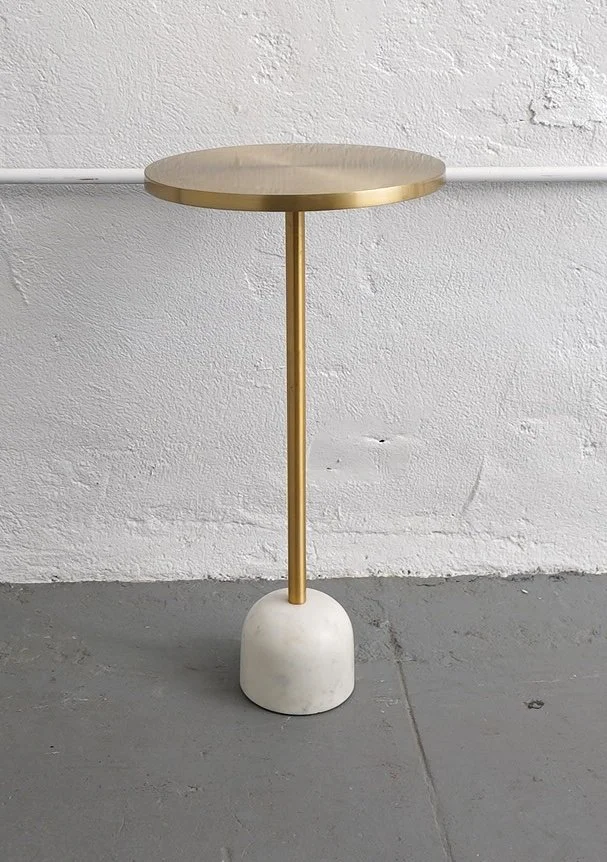 Petite Brass Pedestal Table, $35, H24" x W12" x D12", Single