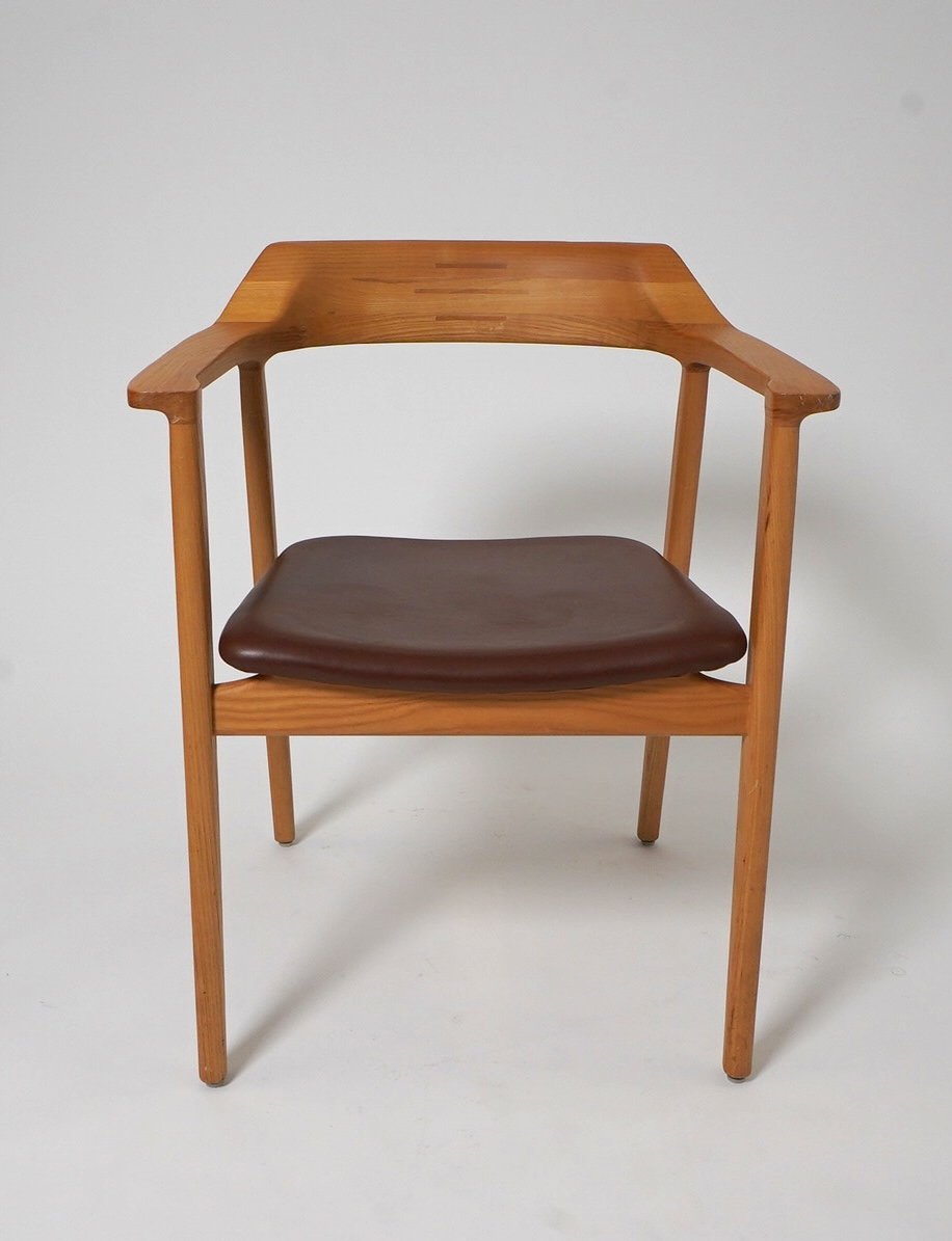 Teak & Leather Dining Chair, $90, H31" x W25" x D22", $90, 4 Total