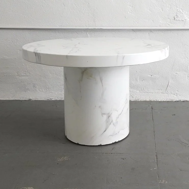 White Marble Pedestal Coffee Table, $450, H20" x W30" x D30", 2 Available