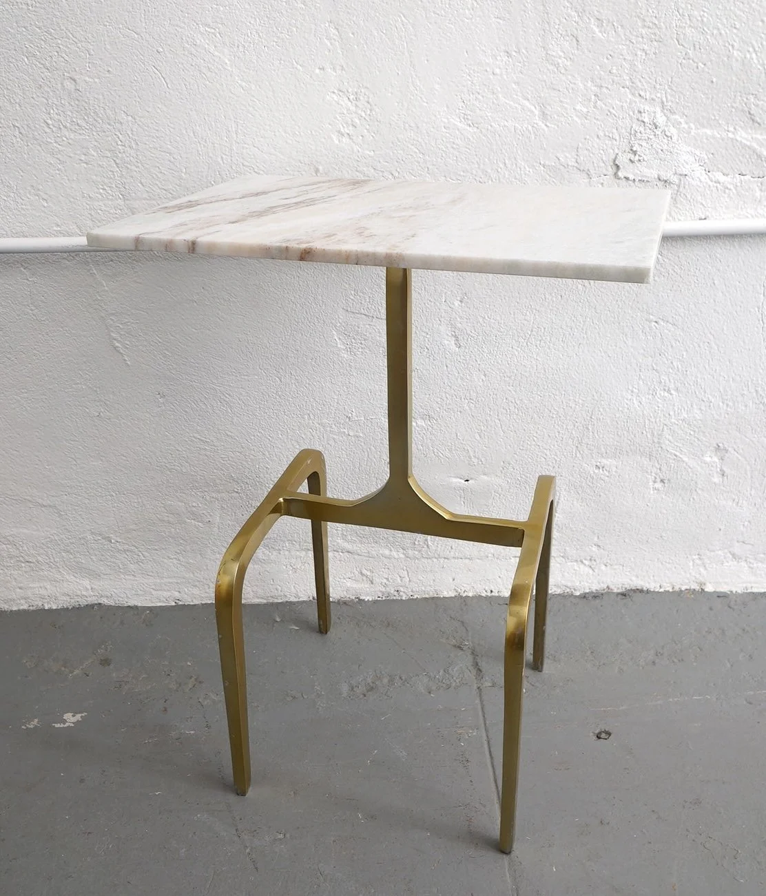 Marble & Brass Side Table, $75, H24"  x W18" x D12", Single