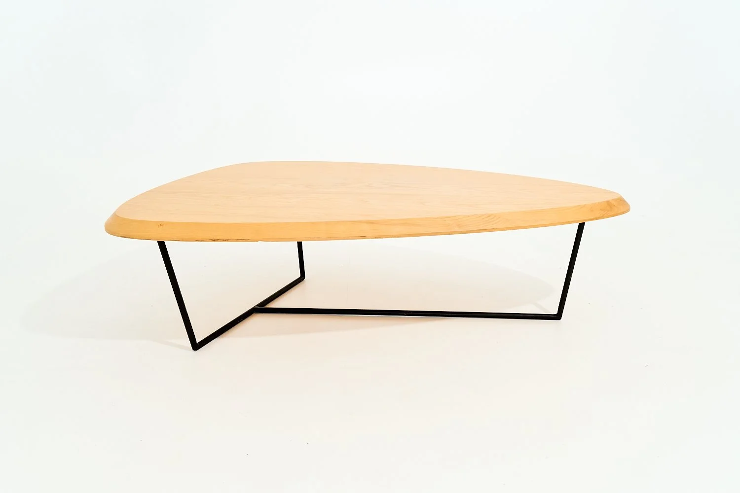 NATURAL WOOD & METAL MCM COFFEE TABLE, $299, H14" X W49" X D29", #03436, SINGLE 