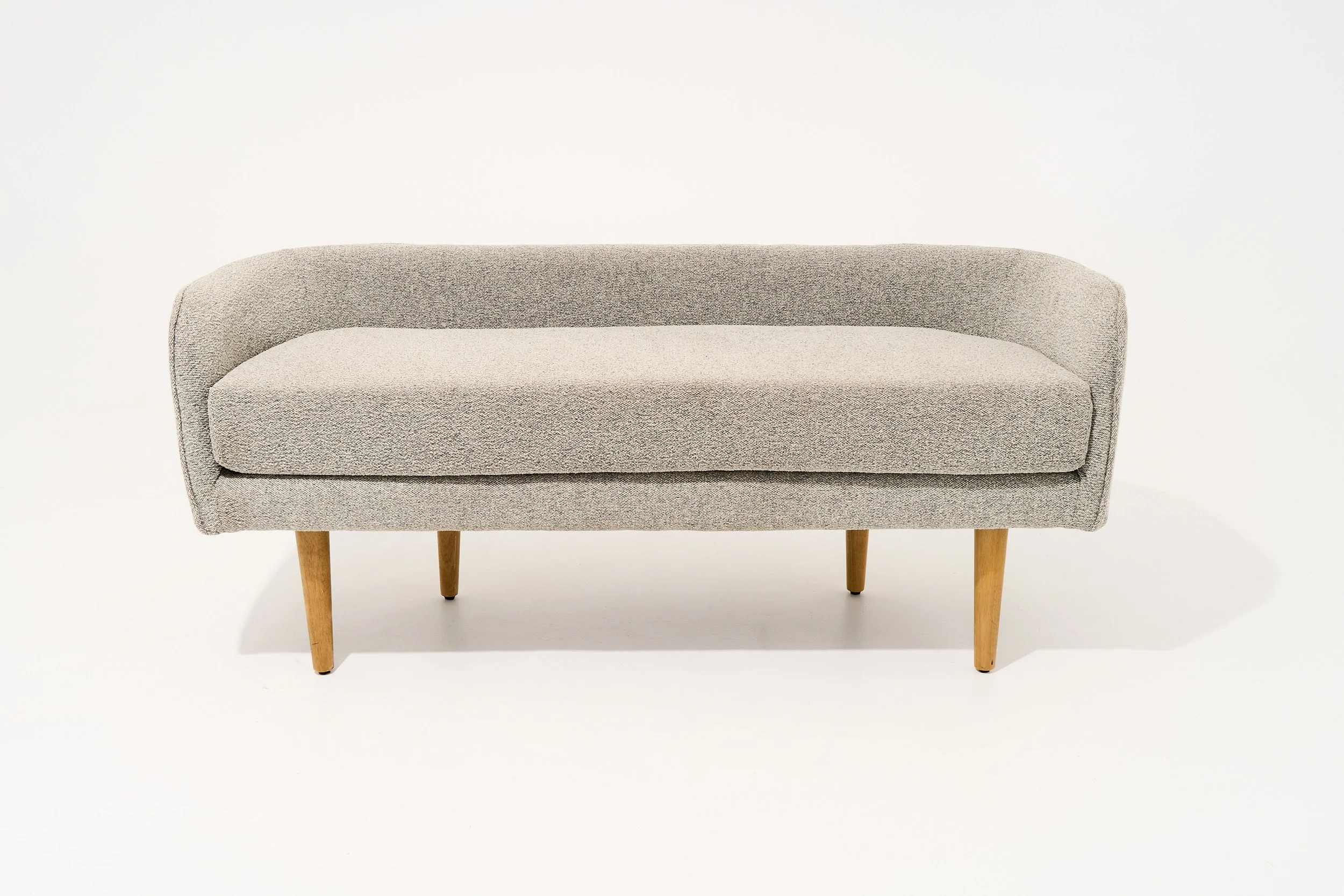 HEATHERED GREY BACKREST BENCH, $85, H24" X W52" X D20", # 01422, 1 TOTAL