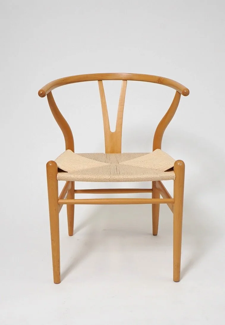 Oak Wishbone Chair, $75, H29" x W19" x D21", 4 Total