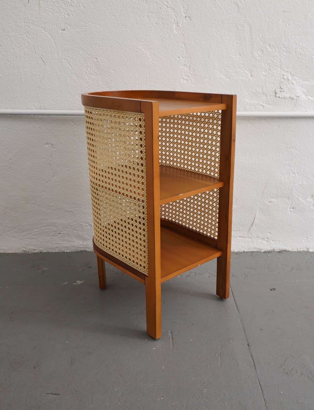 Three Tier Cane Side Table, $70, H24" x W12" x D16", 2 Total