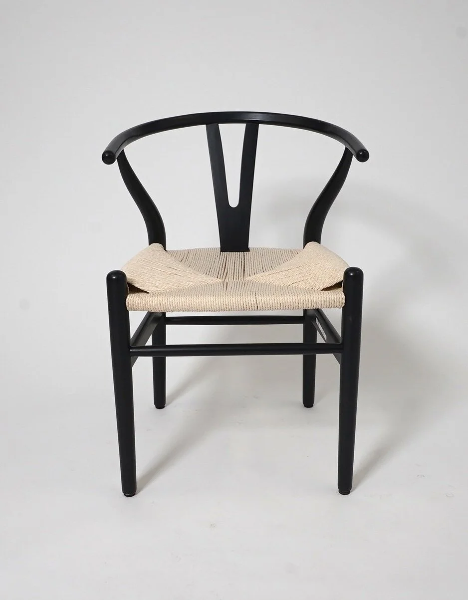 Black Wishbone Chair, $85, H30" x W"20" x D20", 4 Total