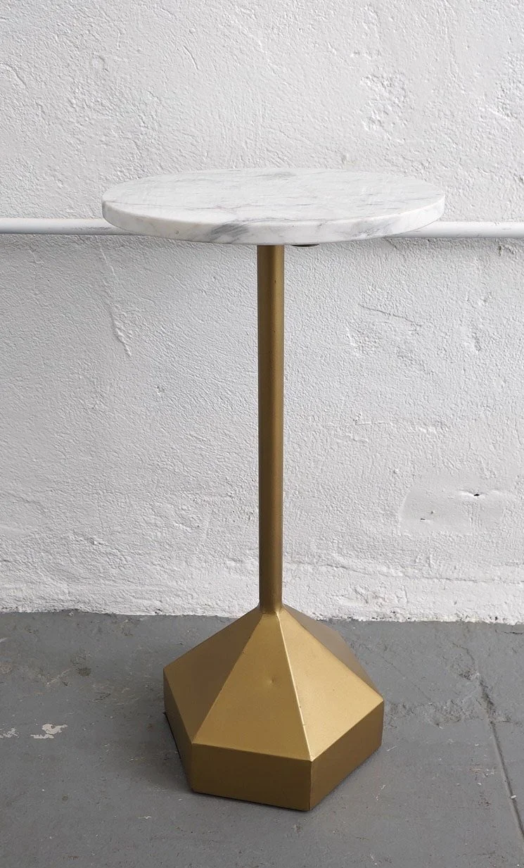 Marble Hex Base Side Table, $35, H24" x W12" x D12", Single