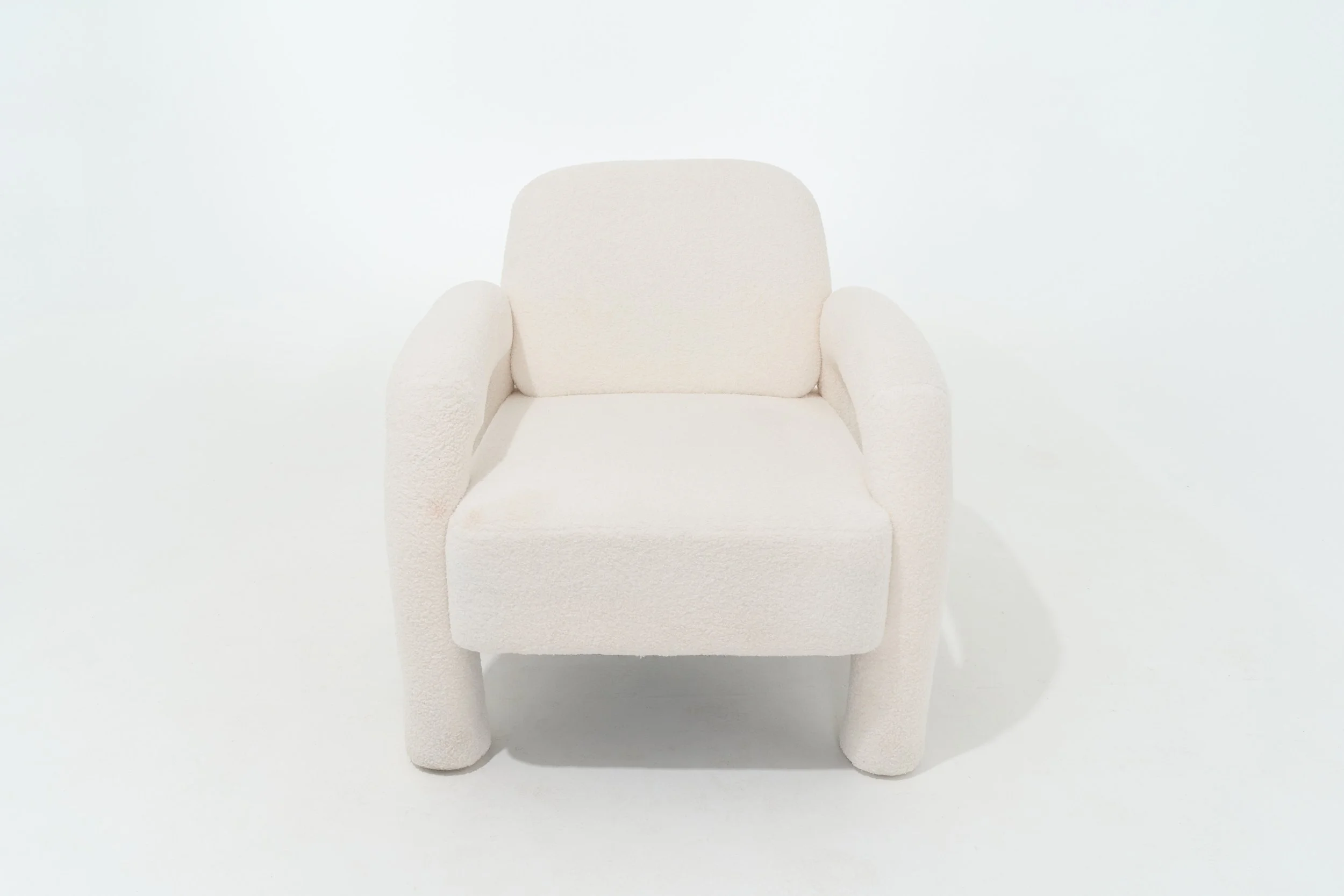 WHITE BOUCLE ACCEBT CHAIR, $95, H28" X W28" X D24", #02829, SINGLE