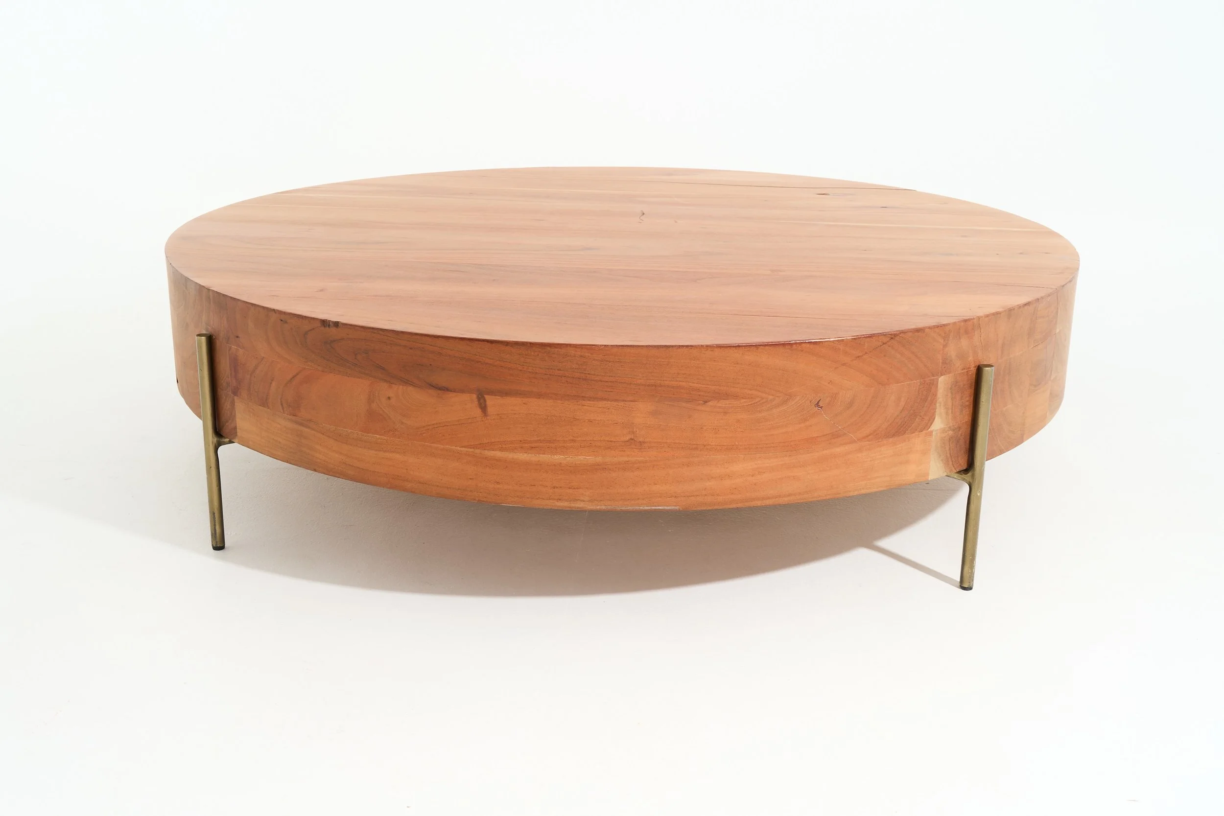 MODERN ROUND WOOD COFFEE TABLE, $165, H12" X W48" X D18", #01299, SINGLE