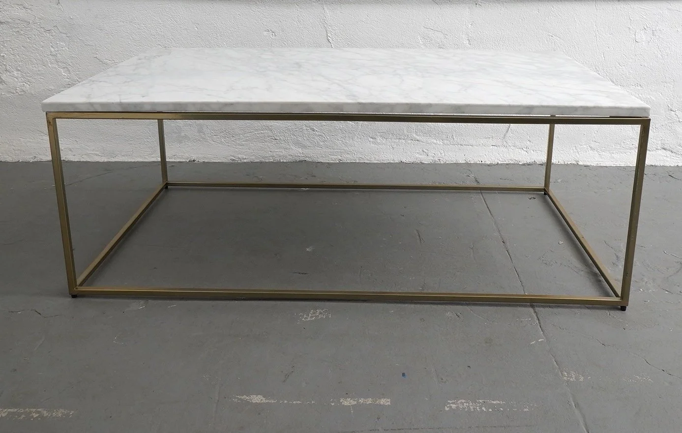 Brass & Marble Brass Streamline Coffee Table, $175, H16" x W44" x D24", Single