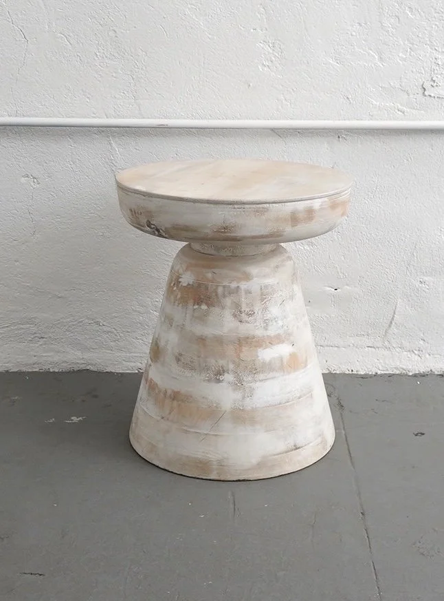 Whitewashed Wood Accent Table, $50, H19" x W16" x D16", Single