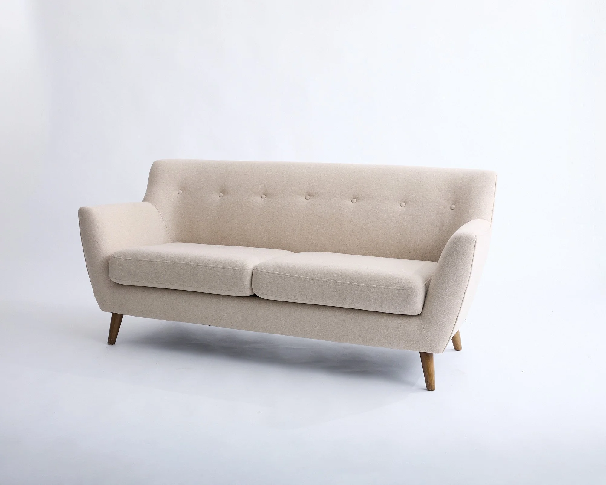 TAN LOVESEAT, $150, H32" X W72" X D30", Single