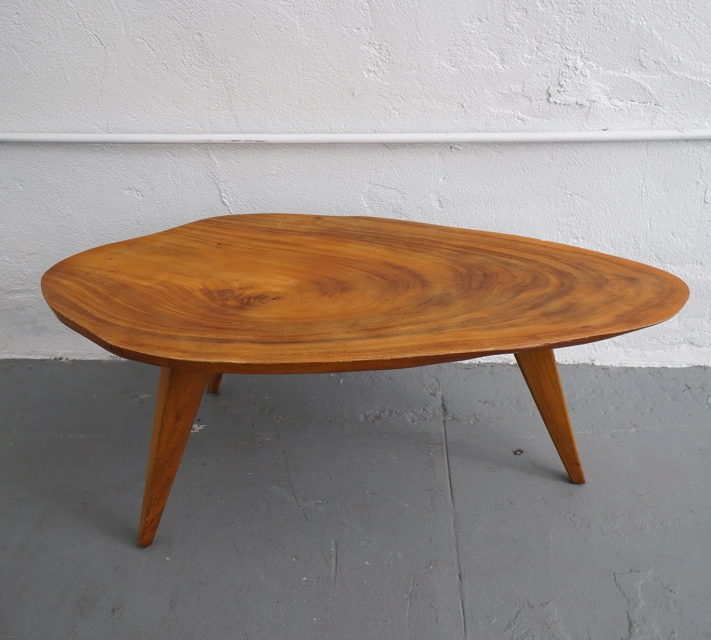 Pecan Tripod Coffee Table, $165, H16.5" x W39.5" x D18", Single