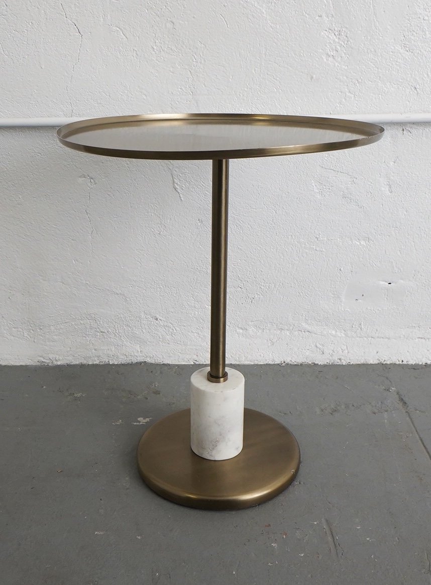 Brass Pedestal Table, $45, H22" x W18" x D18", Single