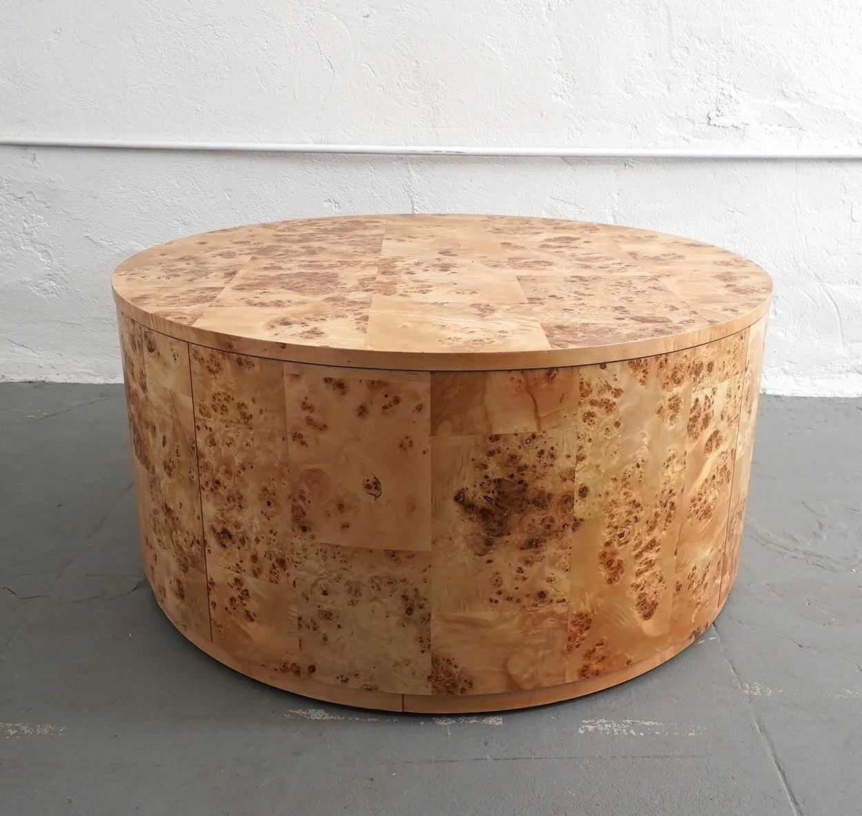 Burlwood Round Coffee Table, $150, H17" x W36" x D36", Single