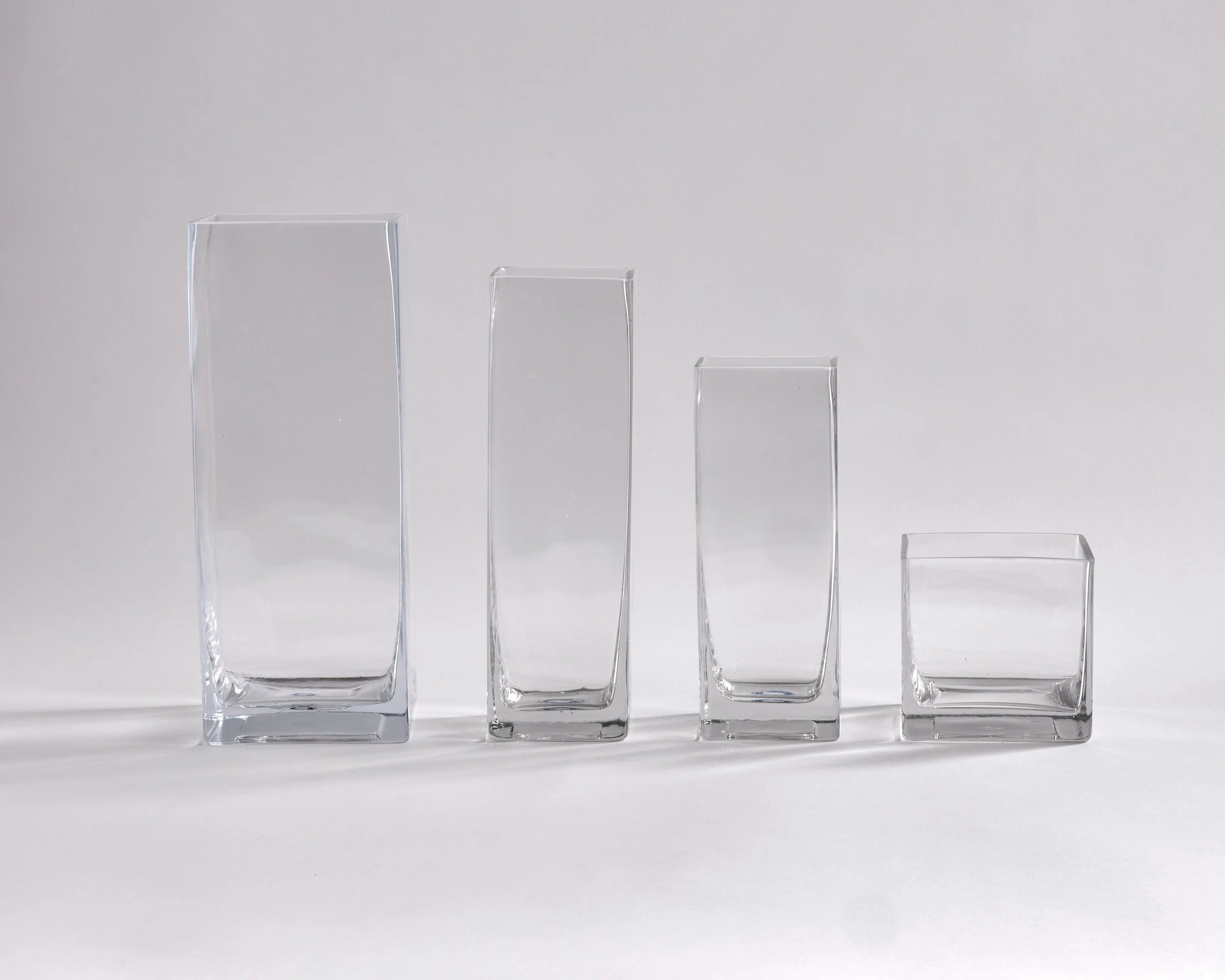 SQUARE GLASS HURRICANES, 4-11", $4-10 EACH