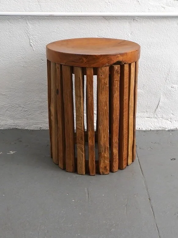 Rustic Barrel End Table, $50, H18" x W13.5" x D13.5", Single
