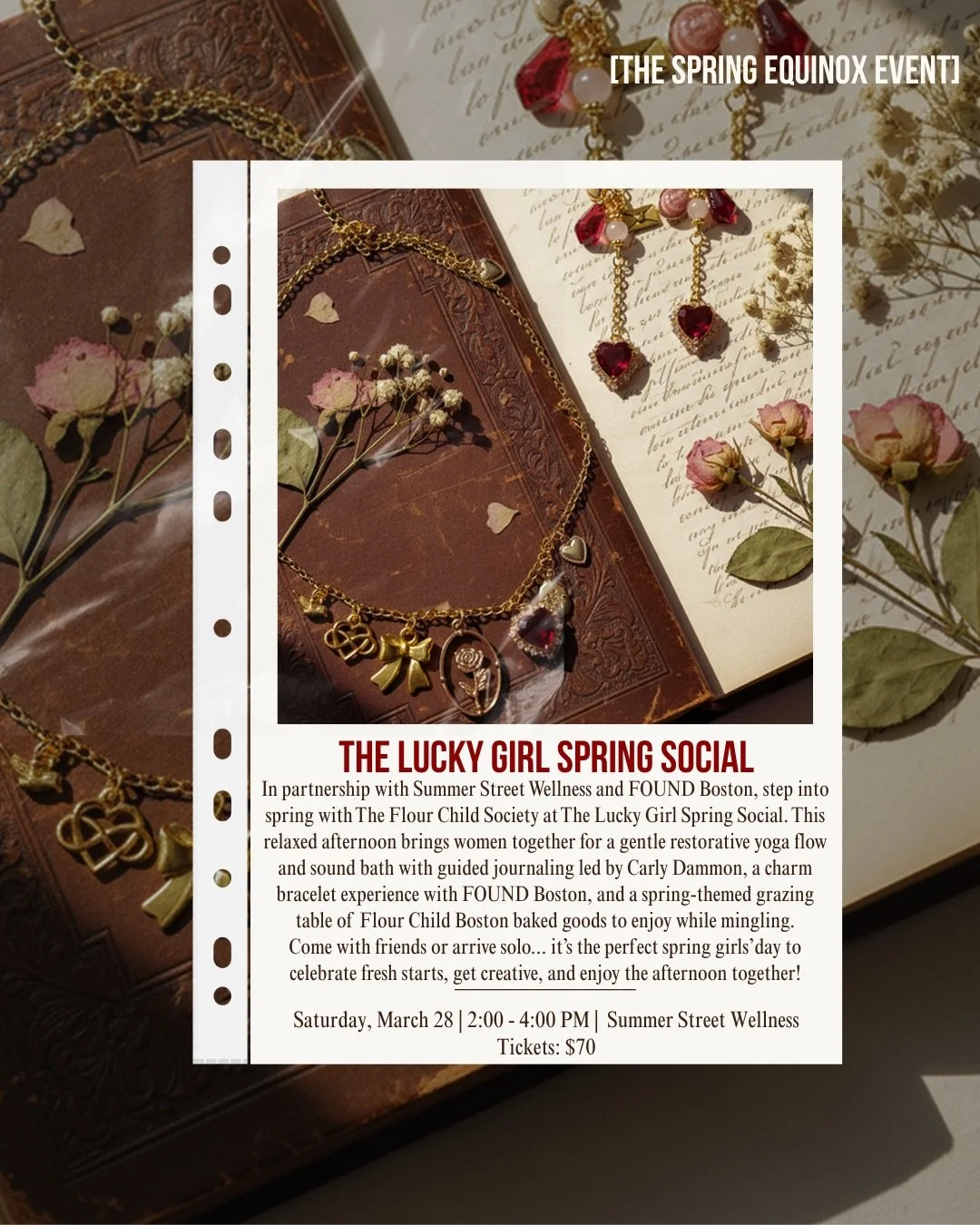 The Lucky Girl Spring Social is here 🌷🍀 We&rsquo;ve collaborated with @summer_st_wellness and @found.boston to bring you a mini-retreat afternoon to celebrate the turning of the seasons! 

Tickets are $70 and include a restorative yoga flow, a crys