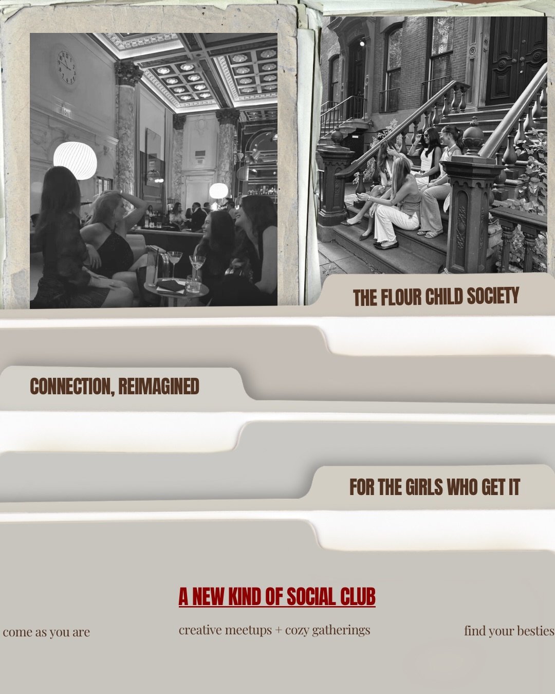 If you&rsquo;ve been wanting more community with women in Boston, you&rsquo;re in the right place 🫶🏼

Flour Child Society is a social club for women in their 20s and 30s, rooted in creative shared experiences meant to spark new friendships and give