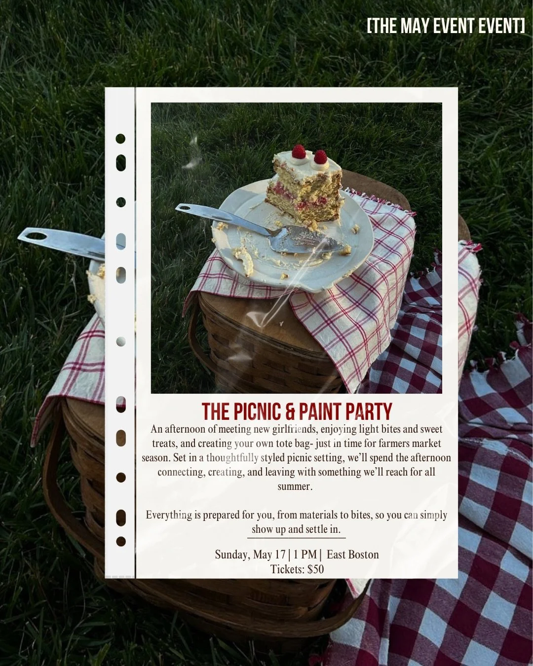 You&rsquo;re invited to the picnic 🍓 A Sunday afternoon picnicking, painting our own totes, and meeting new girlfriends ✨ Tix in bio!