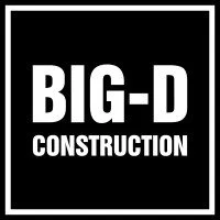 Big-D Construction logo in black and white.