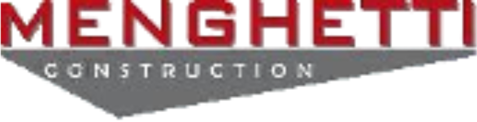Red and gray logo for Menghetti Construction.