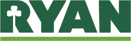 A green graphic with the name 'RYAN' in large, bold letters and a small shamrock inside the letter 'R'.