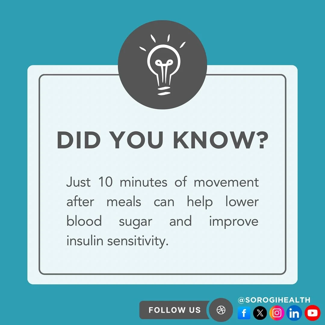 Walk, dance, or stretch.

Every little bit of movement matters.

Even just 10 minutes of movement after meals can help lower your blood sugar. 

One Community. One Fight.

We journey with you. Learn more by clicking the link in our bio.