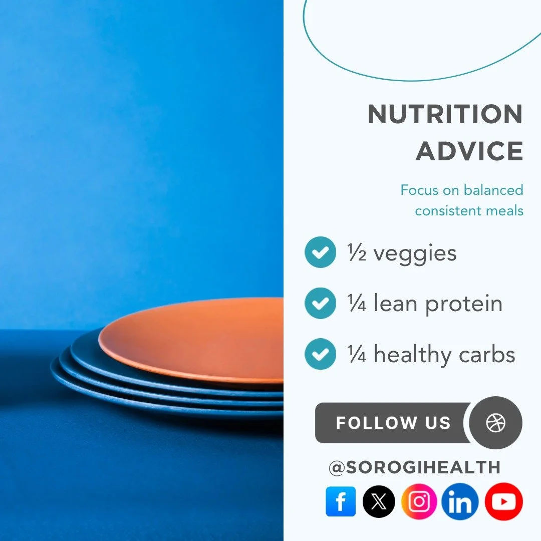 Balance. 

Consistency. 

A plate like this where you pair carbs with protein will help prevent spikes. 

That consistency of eating habits will also help your health. 

We journey with you. Learn more by clicking the link in our bio.