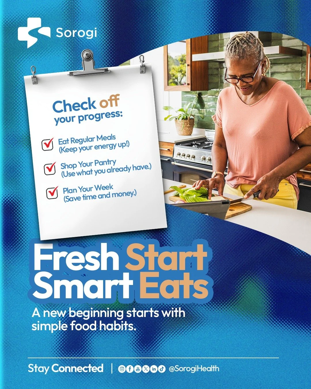 Healthy eating isn't about being perfect, it's about being prepared.
Whether you're balancing a tight budget or a busy schedule, these three simple checklists can help you take control of your kitchen and your health.

Which of these are you tackling